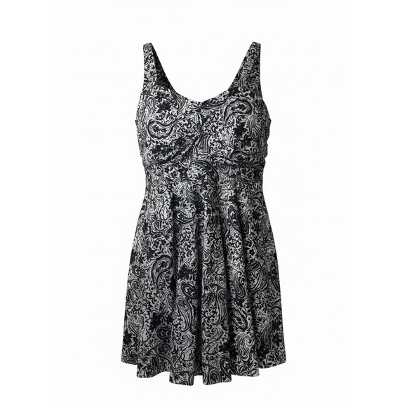 BloomChic Other - Bloomchic Women Black White Paisley Swim Dress Plus Size 22-24 2 Piece Swimsuit